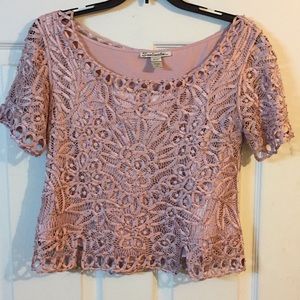 Silk beaded and hand croched top size M
